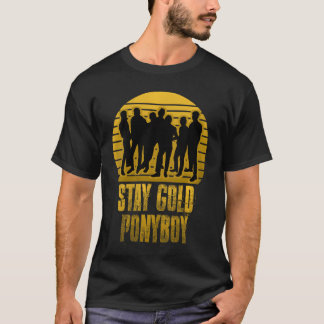 女性のためのステイゴールドポニーボーイ ビンテージVネック レトロ Tシャツ