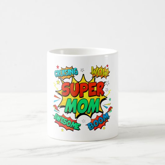 女性のためのスーパーヒーローママ コーヒーマグカップ (中央)