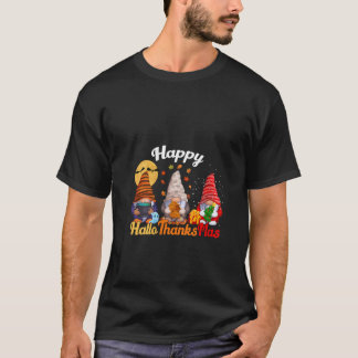 女性のためのハッピー ハロウィン+感謝祭 ノーム グッズ ハロウィン Tシャツ