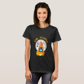 女性のためのハロウィーン猫デザイン Tシャツ (正面フル)