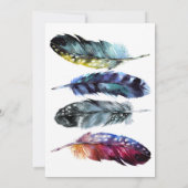 女性のためのバースデーパーティーBohoスタイル羽毛 招待状 (裏面)