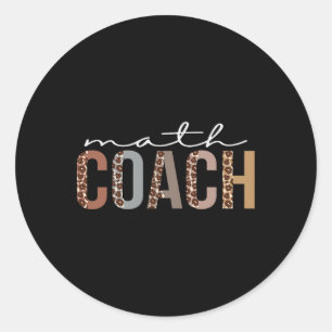 女性のためのヒョウ柄の数学コーチグッズ ラウンドシール