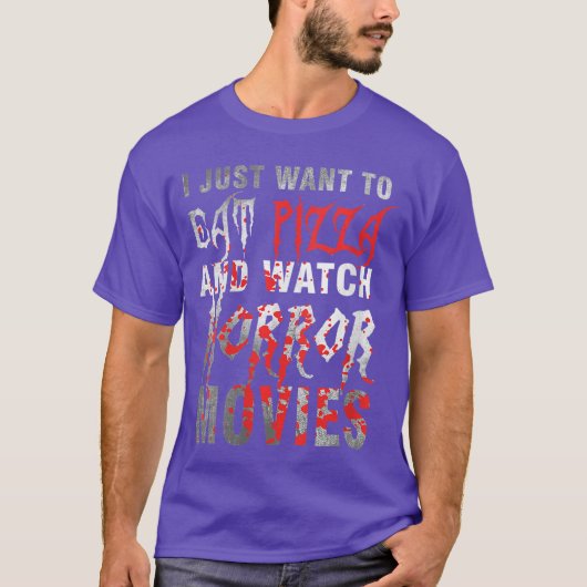 女性のためのピザを食べたい+ホラー映画を観たい Tシャツ (正面)
