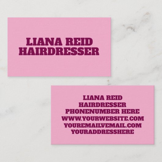 女性のためのピンクの名刺 名刺 (正面/裏面)