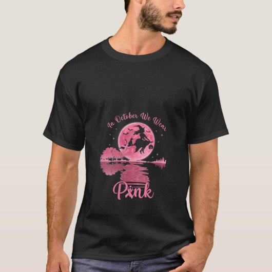 女性のためのピンクの魔女の乳がん啓発Tシャツ 10月 Tシャツ (正面)