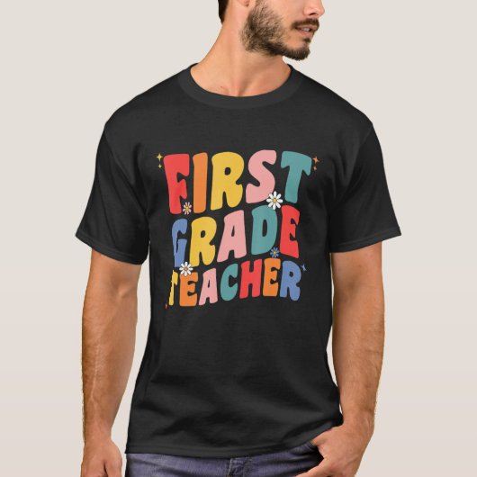 女性のためのファーストグレード先生Groovyレトロ1stグラ Tシャツ (正面)