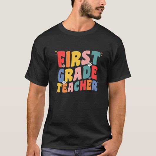 女性のためのファーストグレード先生Groovyレトロ1st Gra Tシャツ (正面)