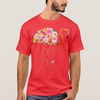 女性のためのフラミンゴ花ガールズキッズ男の子の鳥 Tシャツ