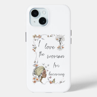 女性のためのフローラルセルフラブギフト iPhone 15ケース