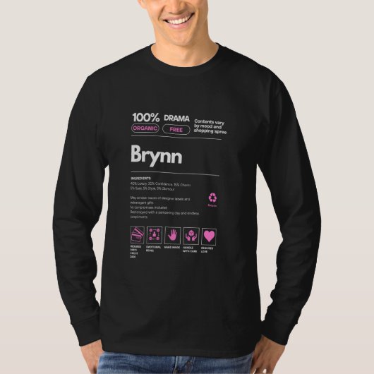 女性のためのブリン名のギフトBrynn皮肉な栄養 Tシャツ (正面)