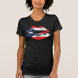 女性のためのプエルトリコのTシャツ。 プエルトリコの唇 Tシャツ