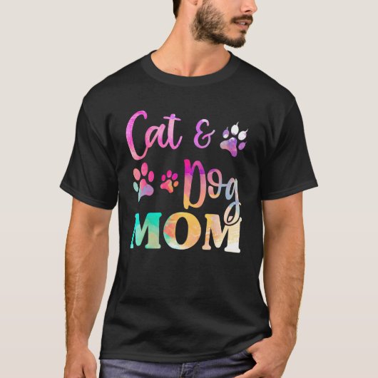 女性のためのペット猫犬ママTシャツ、母の日 Tシャツ (正面)