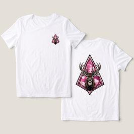 女性のためのボウハンティング 鹿 – ピンク カモフラージュ ブロードヘッド トライブレンドTシャツ