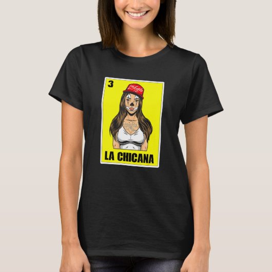 女性のためのメキシコの宝くじUsa Chingona La Chicana Tシャツ (正面)