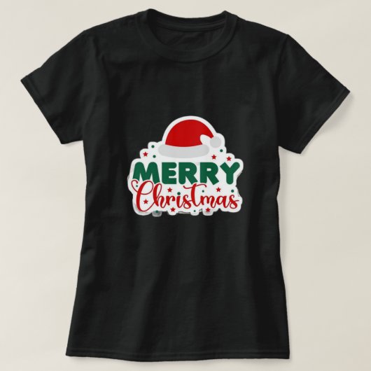 女性のためのメリークリスマス Tシャツ (デザイン正面)