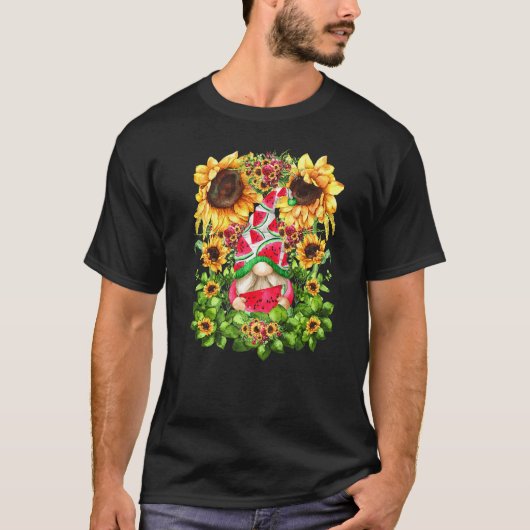 女性のためのユニークなスイカのかわいいガーデニングノーム Tシャツ (正面)