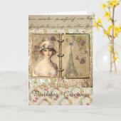 女性のためのラブルヴィンテージスタイル誕生日カード カード (黄色い花)