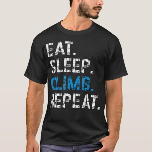 女性のためのロッククライミング Eat Sleep Climb Repeat Tシャツ (正面)