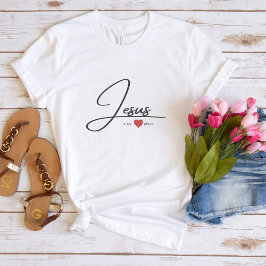 女性のための信仰tシャツ | Jesus withハート Tシャツ