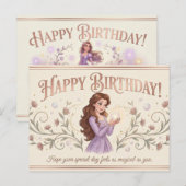 女性のための優雅な誕生日カード ポストカード (正面/裏面)