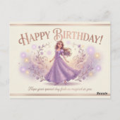 女性のための優雅な誕生日カード ポストカード (裏面)