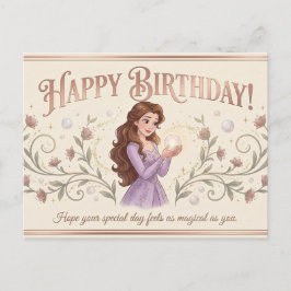 女性のための優雅な誕生日カード ポストカード