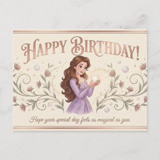 女性のための優雅な誕生日カード ポストカード