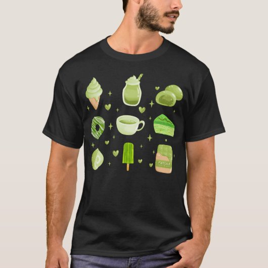 女性のための可愛い抹茶愛飲者グリーンコケット Tシャツ (正面)