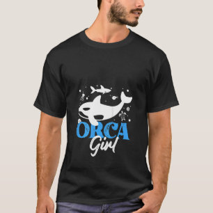 女性のための女性のオルカグラフィック女の子の子供のWhale T Tシャツ