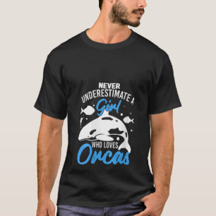 女性のための女性のオルカグラフィック女の子の子供のWhale V Tシャツ