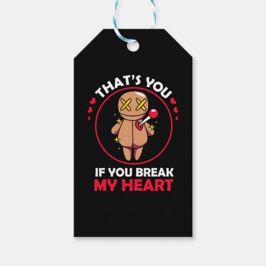 女性のための怖いハロウィーンのゴシックブードゥー人形 ギフトタグ (正面)