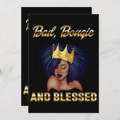 女性のための悪いブギ賛美ーとブギギフト黒 招待状 (正面/裏面)