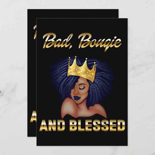 女性のための悪いブギ賛美ーとブギギフト黒 招待状 (正面/裏面)