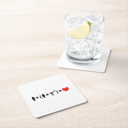女性のための愛の方程式 スクエアペーパーコースター (インサイチュ)