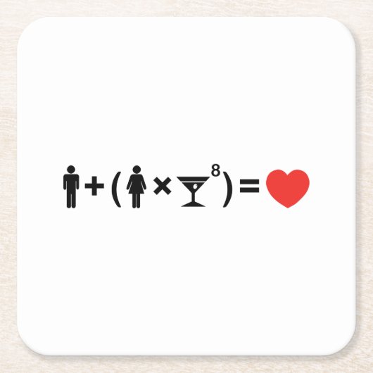 女性のための愛の方程式 スクエアペーパーコースター (正面)