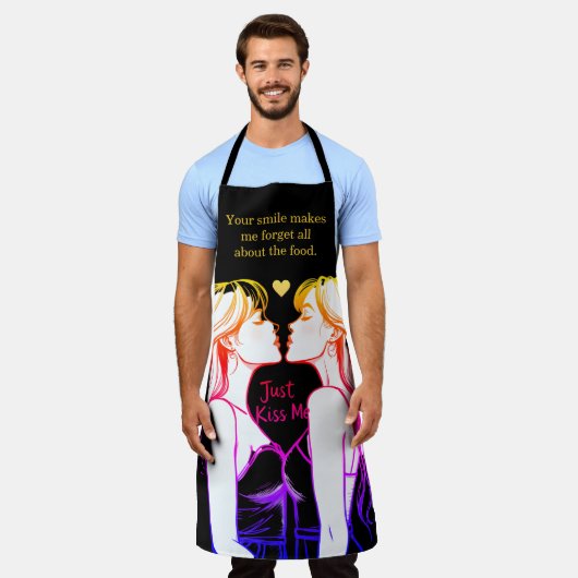 女性のための愛をテーマにしたBBQエプロン エプロン (着用した状態)