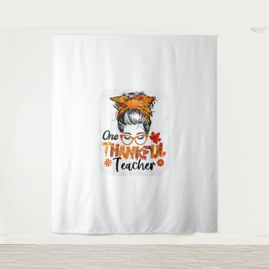 女性のための感謝の先生秋感謝の乱雑 タペストリー (正面)