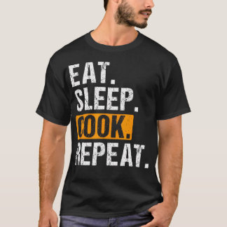 女性のための料理大好き Eat Sleep Cook Repeat Tシャツ