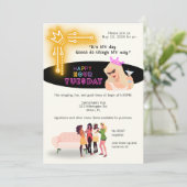 女性のための楽しいハッピーアワーの火曜日招待状 招待状 (スタンド正面)