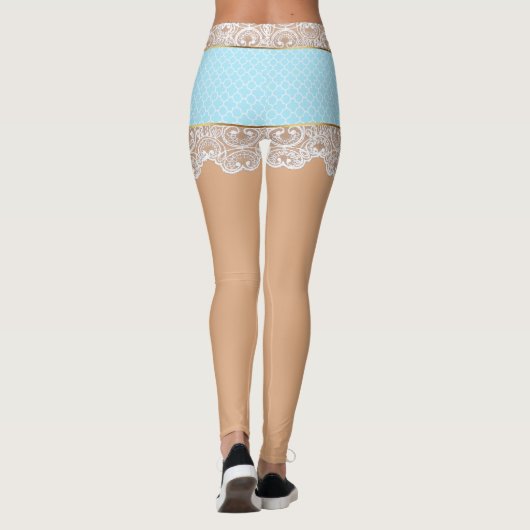 女性のための気のあるそぶりをしたで青いレースのスカート レギンス (裏面)