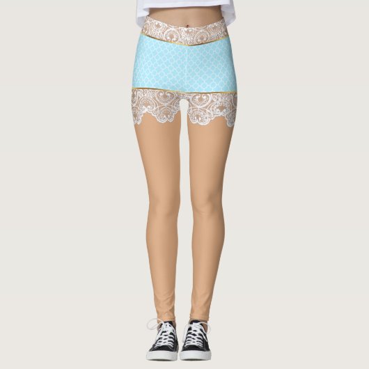 女性のための気のあるそぶりをしたで青いレースのスカート レギンス (正面)