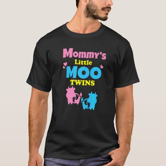 女性のための牛の双子の妊娠・出産報告 Tシャツ (正面)