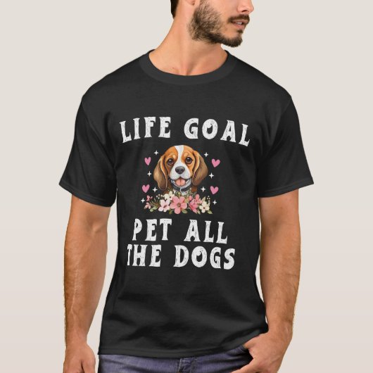 女性のための犬全てを撫でるライフゴールTシャツ - Tシャツ (正面)