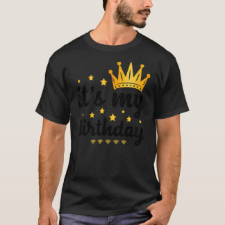 女性のための私の誕生日10代の女の子ブラック&ゴー Tシャツ