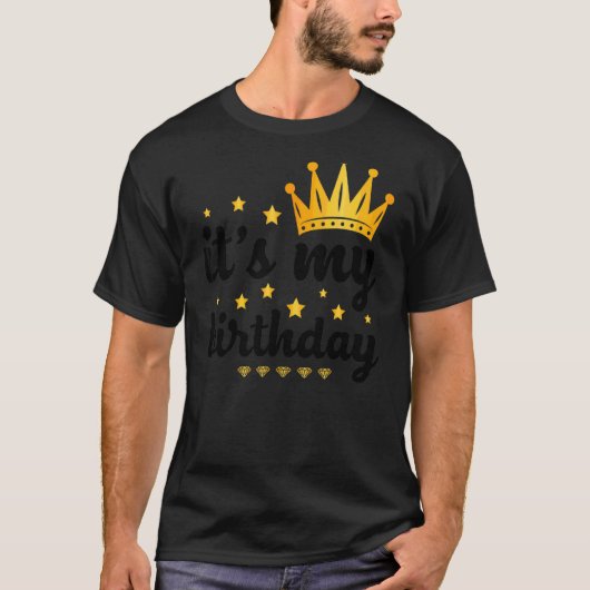 女性のための私の誕生日10代の女の子ブラック&ゴー Tシャツ (正面)