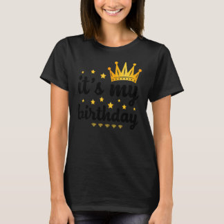 女性のための私の誕生日10代の女の子ブラック&ゴー Tシャツ