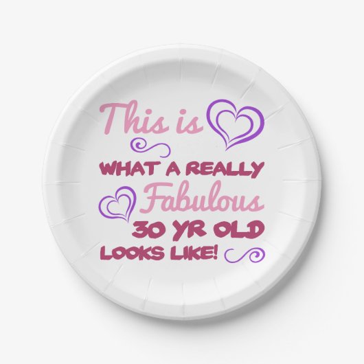 女性のための素晴らしい30歳の誕生日 ペーパープレート (正面)