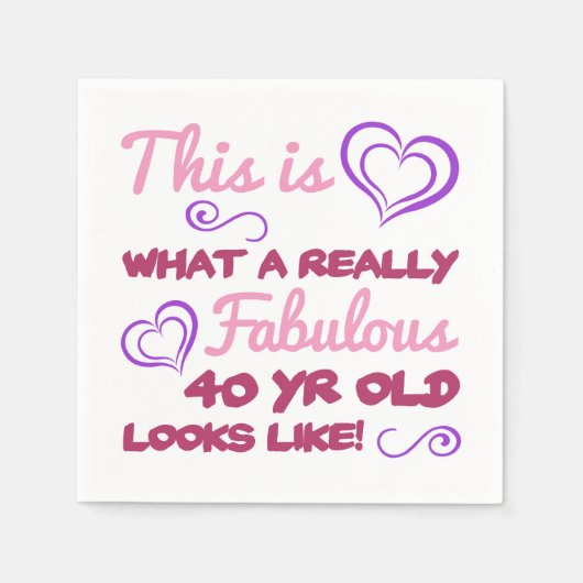 女性のための素晴らしい40歳の誕生日 スタンダードカクテルナプキン (正面)
