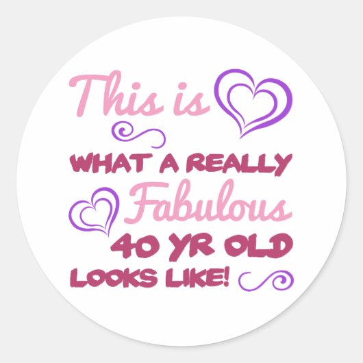 女性のための素晴らしい40歳の誕生日 ラウンドシール (正面)