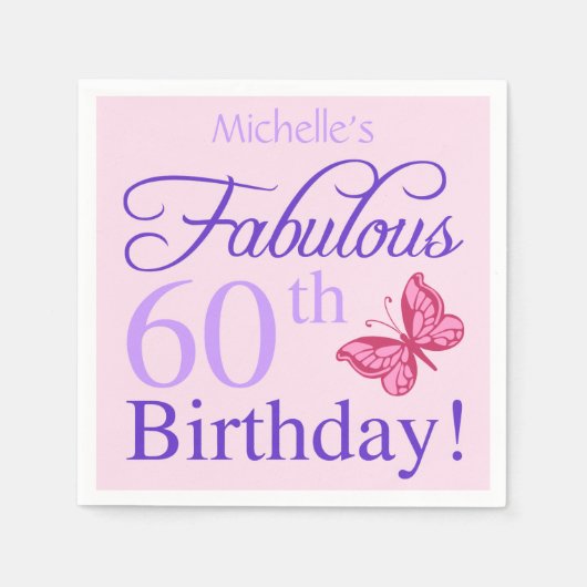 女性のための素晴らしい60誕生日 スタンダードカクテルナプキン (正面)